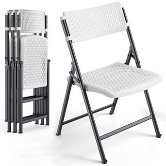 Folding Chairs Breathable Plastic Sturdy 400lbs Support Easy Clean Indoor Outdoor