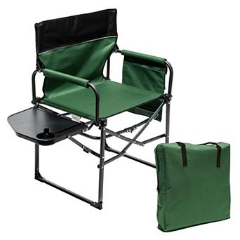 Heavy Duty Folding Camping Director Chair w/ Side Table Pocket Portable for Outdoor Beach Fishing