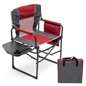 Heavy Duty Folding Camping Director Chair w/ Side Table Pocket Portable for Outdoor Beach Fishing