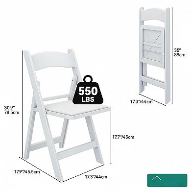Folding Chairs Sturdy Padded Seat 550Lbs Stackable for Events Weddings Parties Picnics Yoga