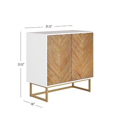 Modern Storage Accent Cabinet Herringbone Doors Adjustable Shelves Free Standing Hallway Entryway
