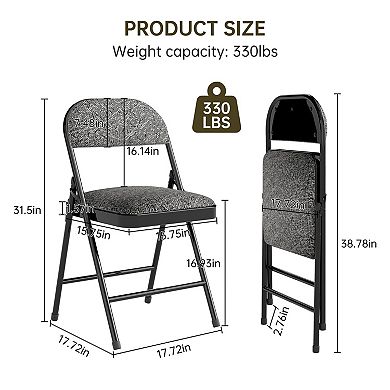 Folding Padded Cushion Chairs Steel Frame Indoor Outdoor Events Comfortable Sturdy Quick Fold