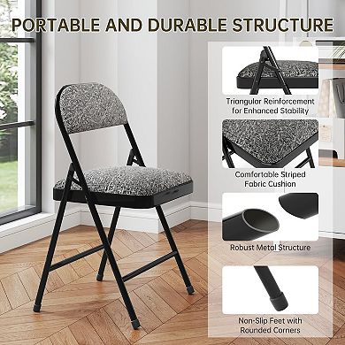 Folding Padded Cushion Chairs Steel Frame Indoor Outdoor Events Comfortable Sturdy Quick Fold