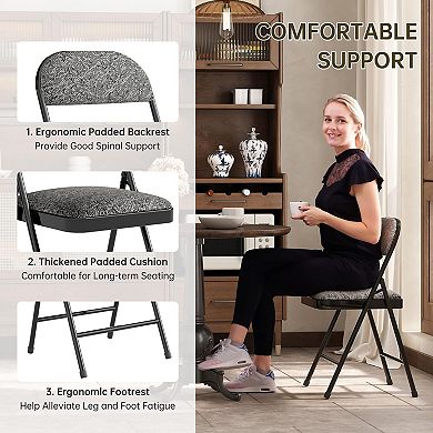 Folding Padded Cushion Chairs Steel Frame Indoor Outdoor Events Comfortable Sturdy Quick Fold