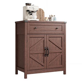 Kitchen Storage Cabinet Coffee Bar Farmhouse Sideboard Drawer Adjustable Shelves Sturdy MDF Multiple