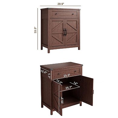 Kitchen Storage Cabinet Coffee Bar Farmhouse Sideboard Drawer Adjustable Shelves Sturdy MDF Multiple