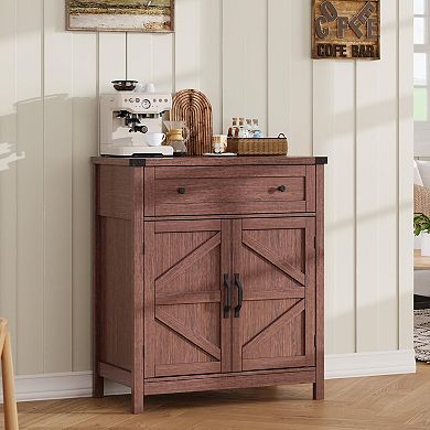 Kitchen Storage Cabinet Coffee Bar Farmhouse Sideboard Drawer Adjustable Shelves Sturdy MDF Multiple