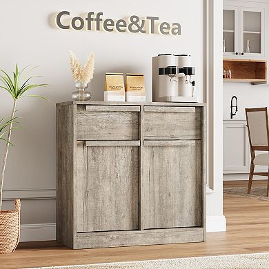 Sideboard Buffet Cabinet 2 Drawers Large Coffee Storage Modern Table for Kitchen Dining Room Living