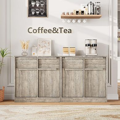 Sideboard Buffet Cabinet 2 Drawers Large Coffee Storage Modern Table for Kitchen Dining Room Living