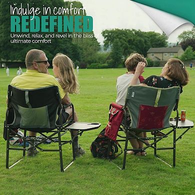 Oversized Folding Directors Chair Heavy Duty with Side Table Pocket Portable for Camping Beach