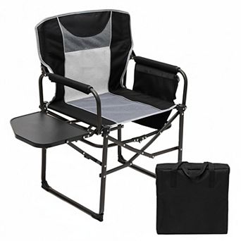 Oversized Folding Directors Chair Heavy Duty with Side Table Pocket Portable for Camping Beach