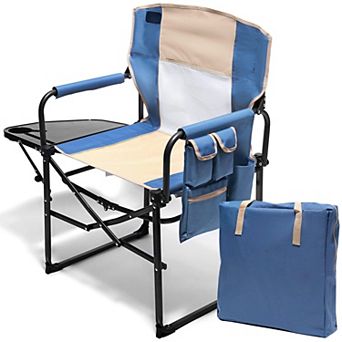Oversized Folding Directors Chair Heavy Duty with Side Table Pocket Portable for Camping Beach