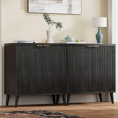 Modern Fluted Buffet Cabinet with Storage Adjustable Shelves Sideboard for Living Room Kitchen
