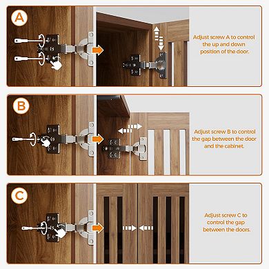 Grille Storage Sideboard with Adjustable Shelf Metal Base Multi-Purpose for Kitchen Living Room