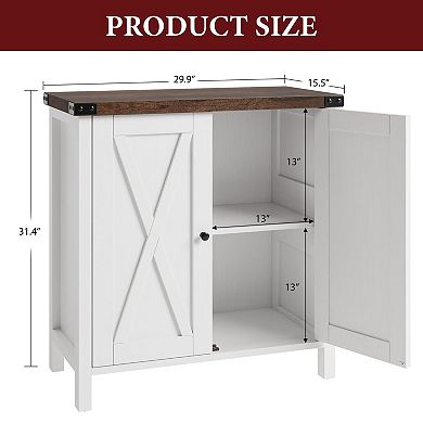 Farmhouse Sideboard Buffet Cabinet with 2 Doors Adjustable Shelves for Living Room Dining Entryway