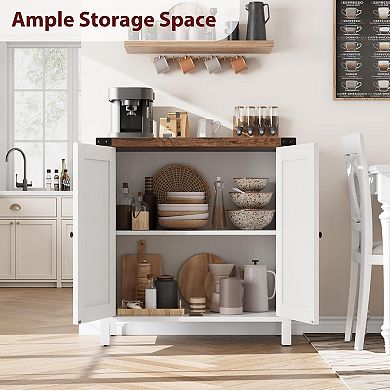 Farmhouse Sideboard Buffet Cabinet with 2 Doors Adjustable Shelves for Living Room Dining Entryway