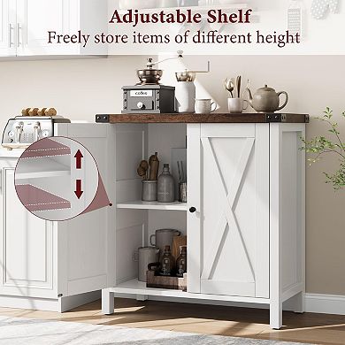 Farmhouse Sideboard Buffet Cabinet with 2 Doors Adjustable Shelves for Living Room Dining Entryway
