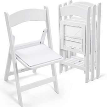 4 Pack Folding Chairs Plastic Padded Seats Sturdy Foldable Indoor Outdoor Events