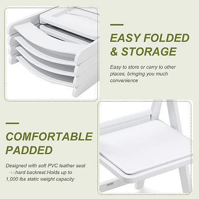 4 Pack Folding Chairs Plastic Padded Seats Sturdy Foldable Indoor Outdoor Events