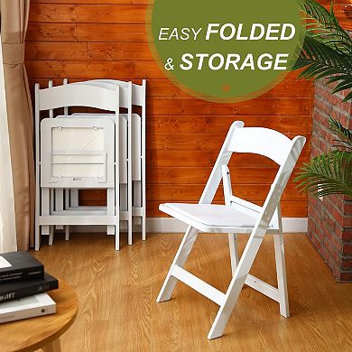 4 Pack Folding Chairs Plastic Padded Seats Sturdy Foldable Indoor Outdoor Events