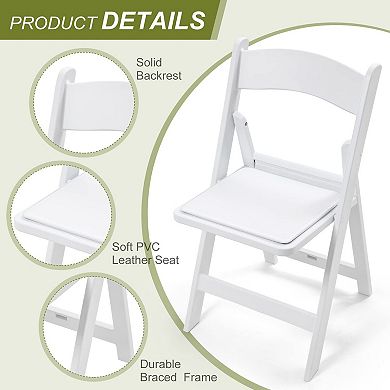 4 Pack Folding Chairs Plastic Padded Seats Sturdy Foldable Indoor Outdoor Events