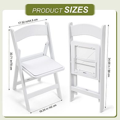 4 Pack Folding Chairs Plastic Padded Seats Sturdy Foldable Indoor Outdoor Events