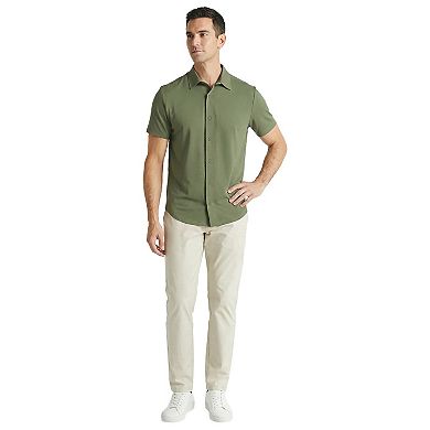 Offleisure Men's Button Front Seamless Short Sleeve Shirt
