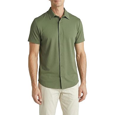 Offleisure Men's Button Front Seamless Short Sleeve Shirt