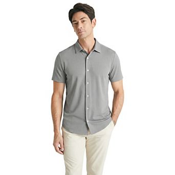 Offleisure Men's Button Front Seamless Short Sleeve Shirt