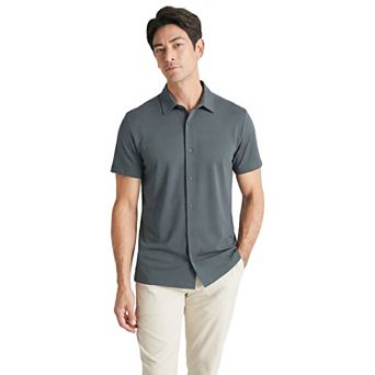 Offleisure Men's Button Front Seamless Short Sleeve Shirt