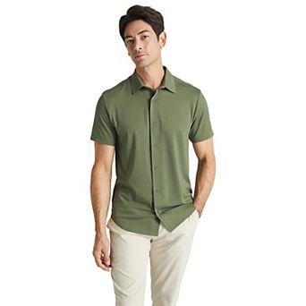 Offleisure Men's Button Front Seamless Short Sleeve Shirt