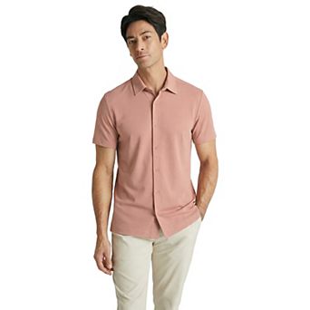 Offleisure Men's Button Front Seamless Short Sleeve Shirt