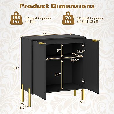 Buffet Cabinet Storage 2-Door Sideboard Metal Support Anti-Tipping Modern Cupboard for Kitchen