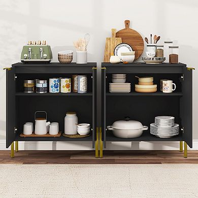 Buffet Cabinet Storage 2-Door Sideboard Metal Support Anti-Tipping Modern Cupboard for Kitchen