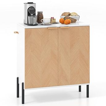 Buffet Cabinet Storage 2-Door Sideboard Metal Support Anti-Tipping Modern Cupboard for Kitchen