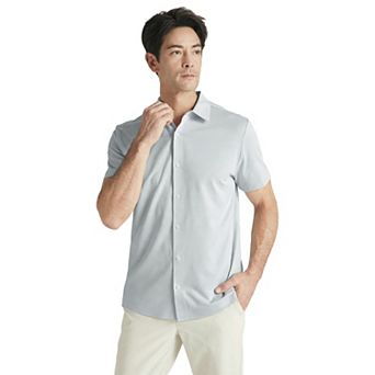 Offleisure Men's Button Front Seamless Short Sleeve Shirt