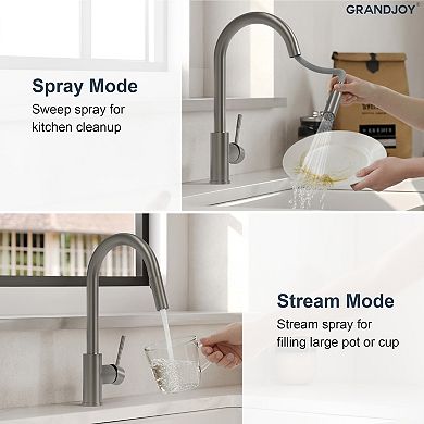 Single-Handle Pull-Down Sprayer Kitchen Faucet with Spout Swivel 15.7 in. H 360° Spout Swivel