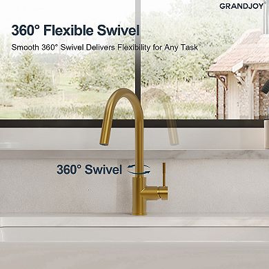 Single-Handle Pull-Down Sprayer Kitchen Faucet with Spout Swivel 15.7 in. H 360° Spout Swivel