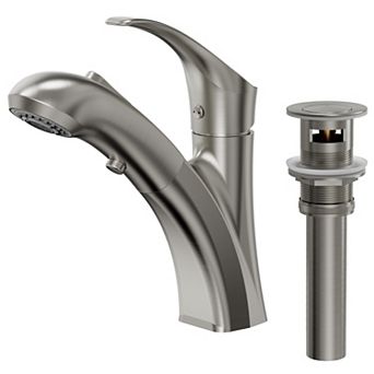 2-Spray Single-Handle Single-Hole Pull Out Sprayer Bathroom Sink Faucet with Drain Included