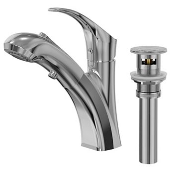2-Spray Single-Handle Single-Hole Pull Out Sprayer Bathroom Sink Faucet with Drain Included
