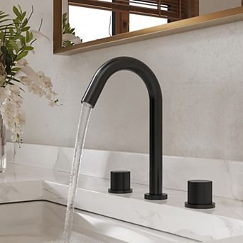 Gooseneck Spout High-Arc 3-Hole Sink Faucet 8" Widespread 2-Handle Bathroom Faucet with Pop-Up Drain