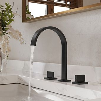 8 in Widespread Waterfall High-Arc 2-Handle Bathroom Faucet 1.2 GPM at 60 PSI Pop-Up Drain Included