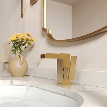 LED Mid Arc 8 in Widespread Single Handle Bathroom Faucet 1.8 GPM