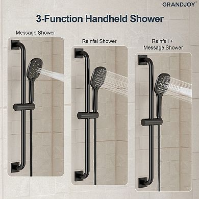 2-Spray Square High Pressure Adjustable Wall Bar Shower Kit with 3 Modes Hand Shower