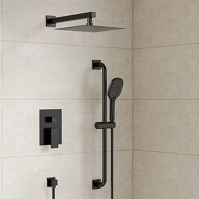 2-Spray Square High Pressure Adjustable Wall Bar Shower Kit with 3 Modes Hand Shower