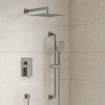 2-Spray Square High Pressure Adjustable Wall Bar Shower Kit with 3 Modes Hand Shower