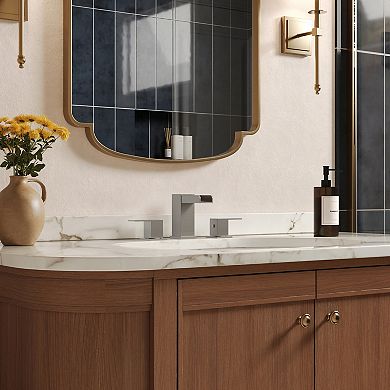 Waterfall Spout 8 in. Widespread Double Handle Bathroom Faucet 1.0 GPM