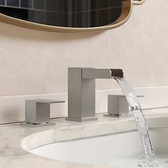 Waterfall Spout 8 in Widespread Double Handle Bathroom Faucet 1.0 GPM