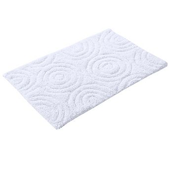 Knightsbridge Beautiful Circle Design Premium Round Cotton With Non-Skid Back Bath Rug White