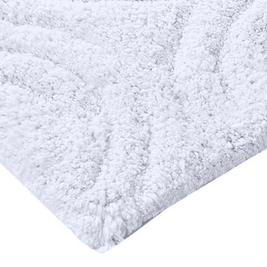 Knightsbridge Beautiful Circle Design Premium Round Cotton With Non-Skid Back Bath Rug White